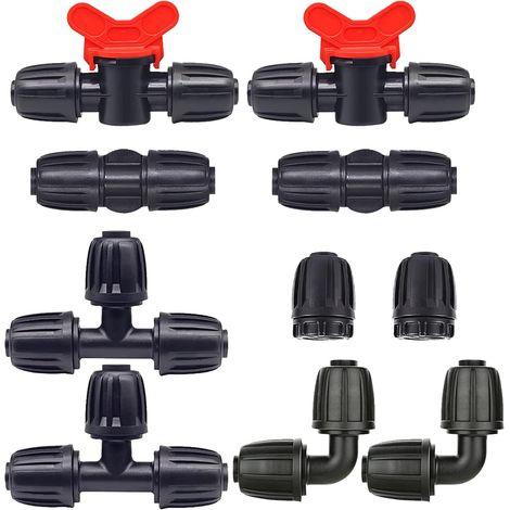 Lot 10 raccords irrigation – vanne interrupteur – PE – tuyau 16 mm – verrou barbelé – connecteur – valve jardin (1/5)
