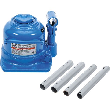 Bgs Technic – Cric hydraulique extra plat surbaisse bouteille 10t – Hauteur max. 225 mm – Tige télescopique escamotable – Acier massif