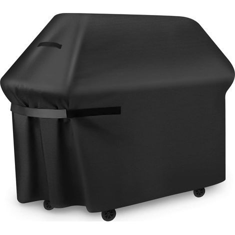 Housse pour barbecue - Imperméable, coupe-vent, résistante aux déchirures, avec sangles - Noire - (Carrée 100 x 80 x 66 cm) (1/5)