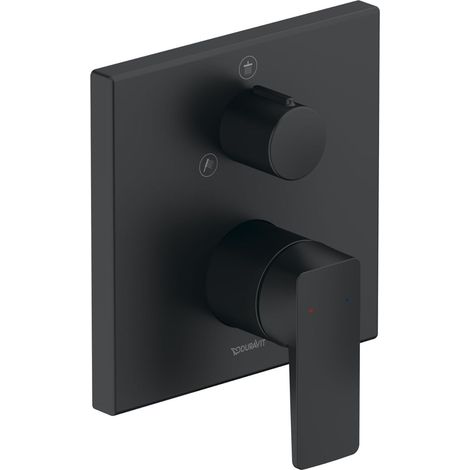 Mitigeur de douche encastré pour 1 consommateur avec robinet inverseur, mitigeur de douche monocommande avec système de mélange céramique, noir mat (1/2)