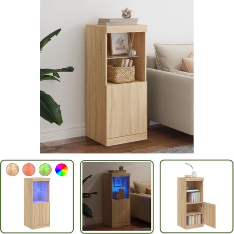 The Living Store Sideboard mit LED-Leuchten Sonoma-Eiche 41x37x100 cm - Schreibtisch - Wohnzimmermöbel - Sideboard - Regal - TV Stand (1/5)