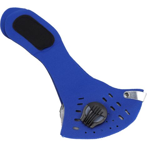 Masque anti-poussière charbon actif, écran facial bleu respirant, protection bouche élastique, cyclisme extérieur, filtrage particules fines, confortable. (1/5)