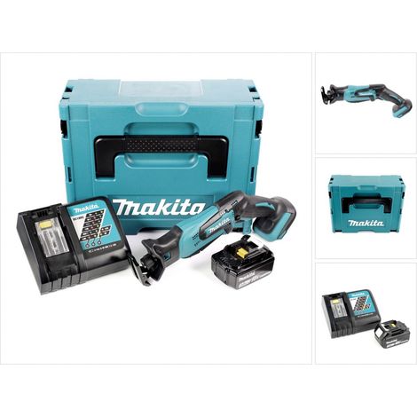 Makita DJR 183 RF1J Sierra de sable a batería 18V en Makpac 2 + 1x Batería 3,0 Ah + Cargador DC 18 RC