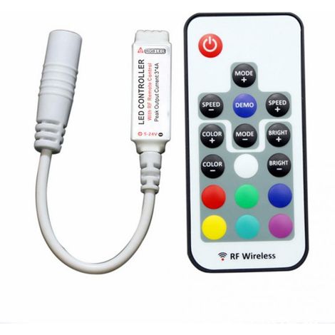Mini RGB seven-color wireless RF17-key LED strip controller (5-24V)