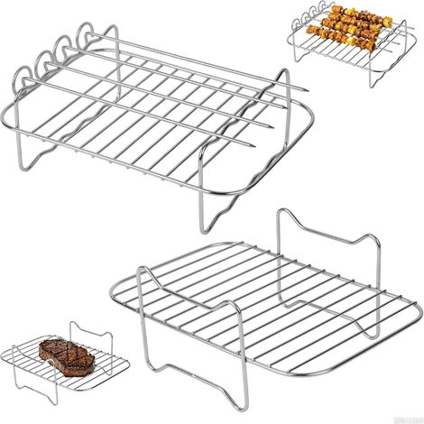 Zubehörset für Heißluftfritteusen aus Edelstahl 304, 2-teilig, stapelbar, passend für Ninja-Geräte, kompatibel mit den meisten Geräten (1/5)