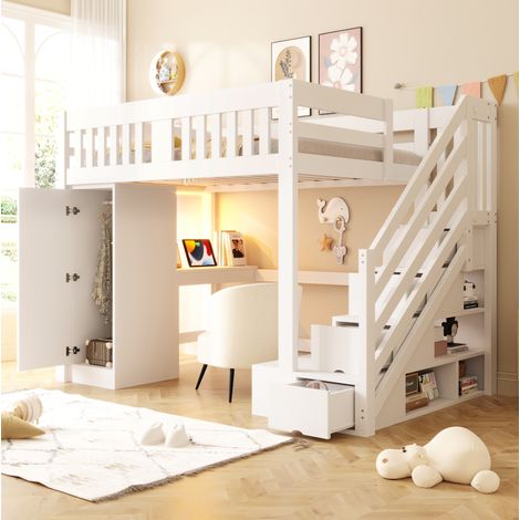 letto contenitore 140x200 con scrivania e armadio OKMYHOME (1/5)