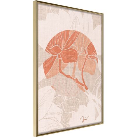 Affiche Murale Encadrée "Flowers on Fabric" 40 x 60 cm Or (1/2)