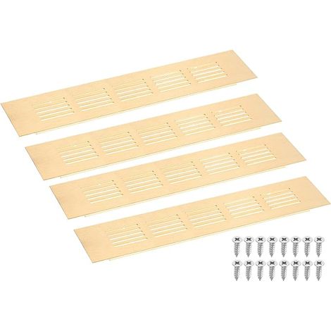 4pcs 225 x 50 mm Aluminium Alloy Mesh Rectangular Louver Ventilation Grille for Dressing Shoe Cabinet (Gold) (1/5)