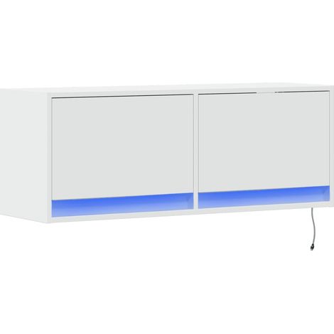 Mobile TV multimediale scaffale per televisione televisione buffet sala da pranzo soggiorno camera da letto a parete con luci a LED 100 x 31 x 35 cm bianco 020027839