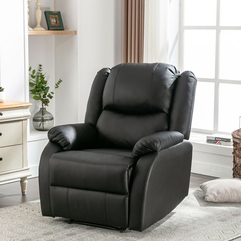 Fauteuil relax manuel 100-130° avec repose-pieds intégré - similicuir - noir (1/5)