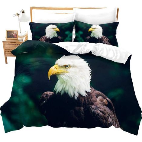 Bettwäsche-Set 135x200 cm mit Adler-Motiv, 3D-Druck, Mikrofaser