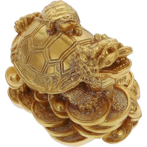 Décoration de bureau en résine représentant une tortue dragon (1 pièce), en résine dorée. (1/5)