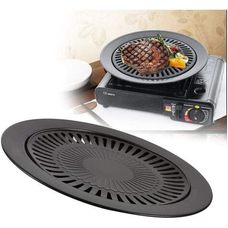 Ensoleille Koreanische Antihaft-Grillpfanne aus Eisen, 32 cm Durchmesser, rostbeständig, rauchfrei, doppelwandig