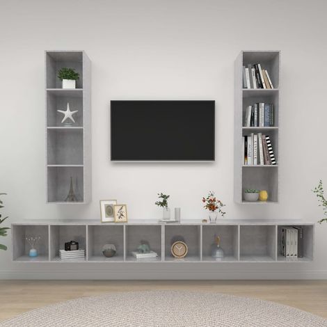 TV-Wandschränke 4 Stk. Betongrau Holzwerkstoff vidaXL (1/5)