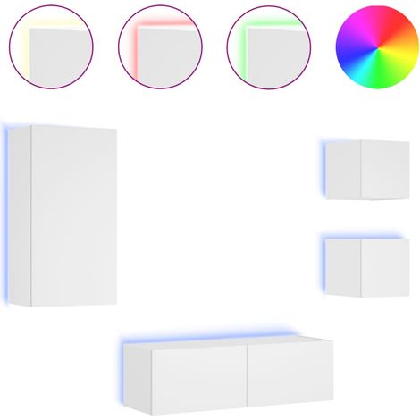 Maison Exclusive - 4-tlg. TV-Wohnwand mit LED-Leuchten Weiß