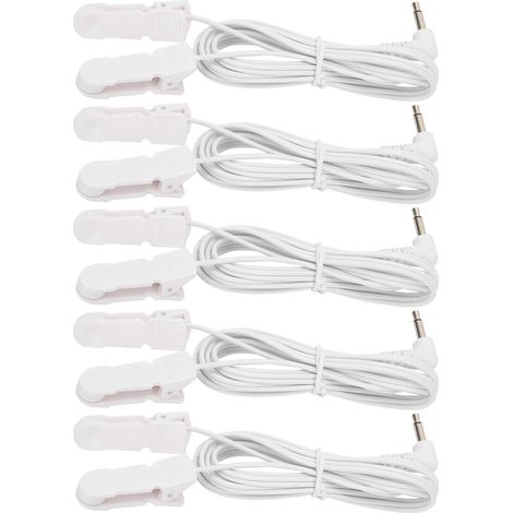 5 fils câbles électrodes pinces à oreille 3,5mm pour appareil de physiothérapie TENS, lot de 5 (1/5)