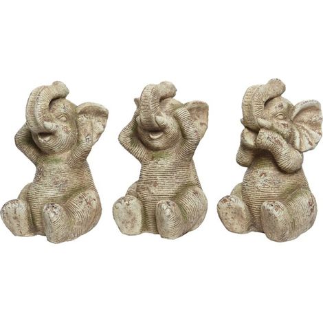 STATUETTA ELEFANTE 23X23XH40CM IN MAGNESIO A RIGHE
