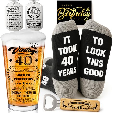 Cadeaux pour hommes, verre à bière personnalisé avec gravure (40 ans) (1/5)