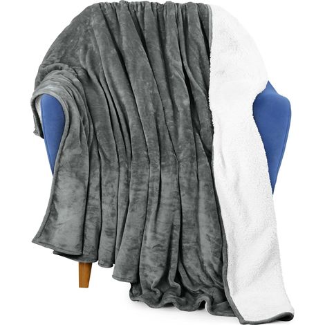 Sollbry Manta Sherpa tamaño [gris, 90 x 140 cm] - Manta polar reversible, gruesa y cálida para cama, sofá, camping y viajes (1/5)