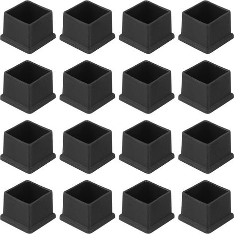 Lot de 16 embouts carrés de protection pour pieds de chaise (25 x 25 mm), noirs, pour meubles, tables de jardin, armoires, lits et chaises.