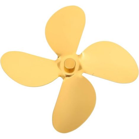 1 ensemble de pales de ventilateur de cheminée, pièces de rechange de ventilateur de poêle, 17.517.5cm ventilateur de chauffage silencieux, alliage d'aluminium or (1/4)