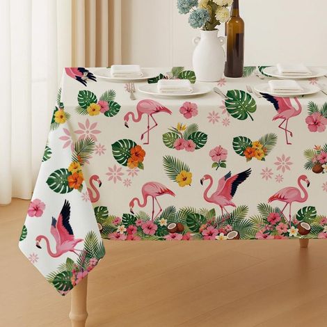 Tischdecke Rosa Flamingos 213x152 cm abwaschbar für drinnen & draußen
