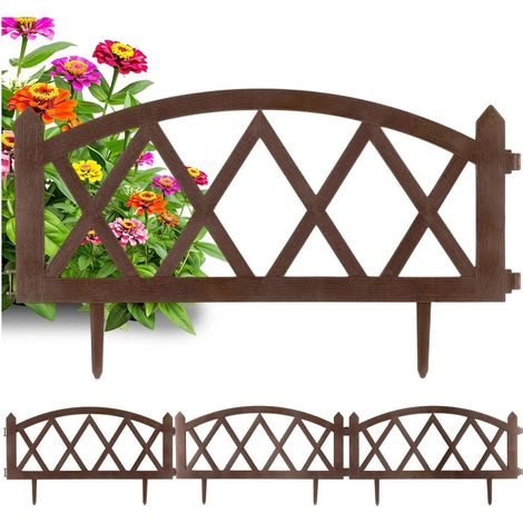 Brown garden fence panels 57x25 cm set of 4 235492333 (1/5)