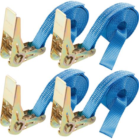 Arebos – Sangles d'arrimage 4 m 25 mm – 10x sangles en polyester haute résistance – Force d'arrimage 800 daN – Sécurisation de charges lourdes (1/7)