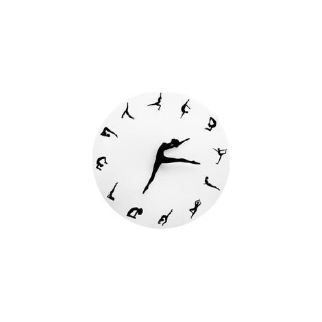 Dekorative Yoga-Wanduhr 30 cm, Schwarz - Crezuo