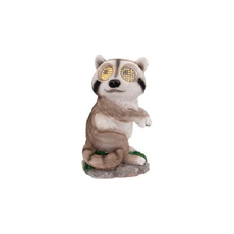 LED Dekofigur Solar Waschbär Rolling Eyes 21–26 cm warmweiß braun
