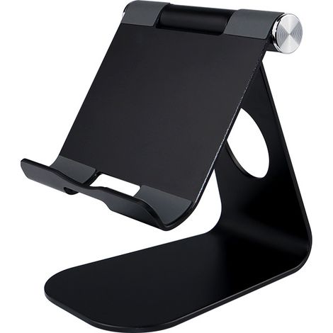 Support de bureau pour téléphone portable et tablette, support inclinable pour iPad, en alliage d'aluminium, angle réglable, universel, noir, 1 pièce
