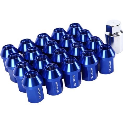 20 Stück M12x1,5 35 mm Radmuttern aus 6061 Aluminiumlegierung, geschlossen, als Ersatz für Chevrolet Camaro 1983–2002 (Blau). – Crezuo