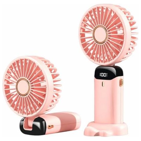 Jsdoin Handventilator, Tragbarer Mini Ventilator, Wiederaufladbar, Kleiner Taschenventilator Mit 5 Geschwindigkeitsstufen, Faltbarer USB-Ventilator für Büro, Outdoor (Rosa) (1/5)