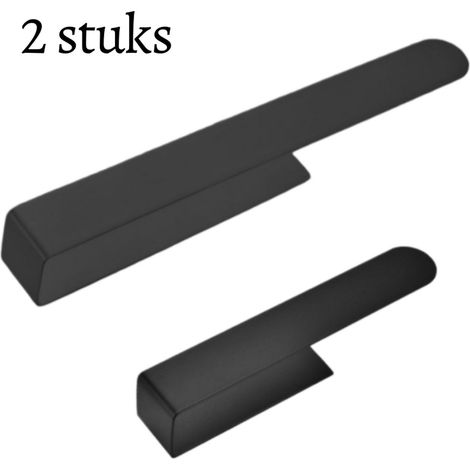 Ensemble de 2 porte-serviettes - acier inoxydable - fixation murale sans perçage - grand et petit modèle - pour salle de bain et cuisine - noir (1/5)