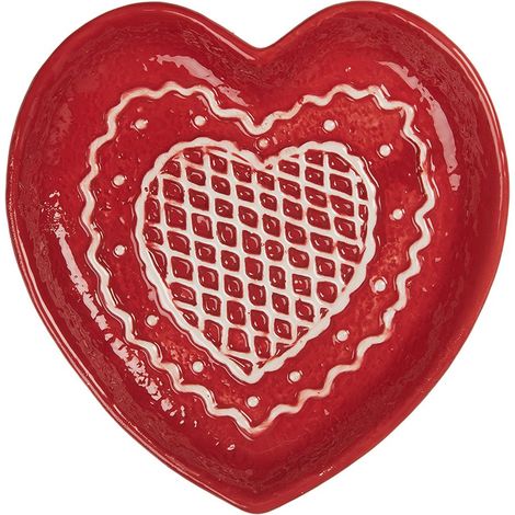 Assiette à Dessert en Céramique Rouge Motif Maison en Pain d'Épices 17 x 17 x 3 cm - PANGIVO (1/3)