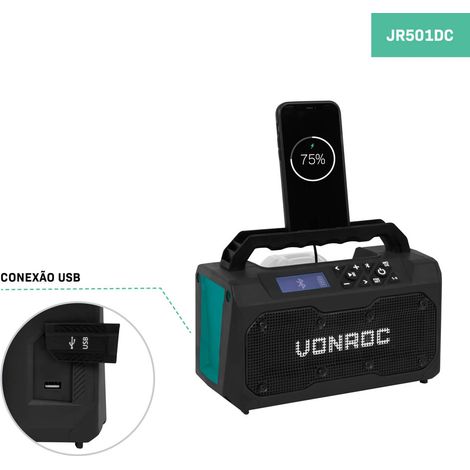 VONROC Radio de obra 20V - FM, bluetooth & USB - Altavoces de puerto Bass reflex - Excl. batería y cargador rápido (1/4)