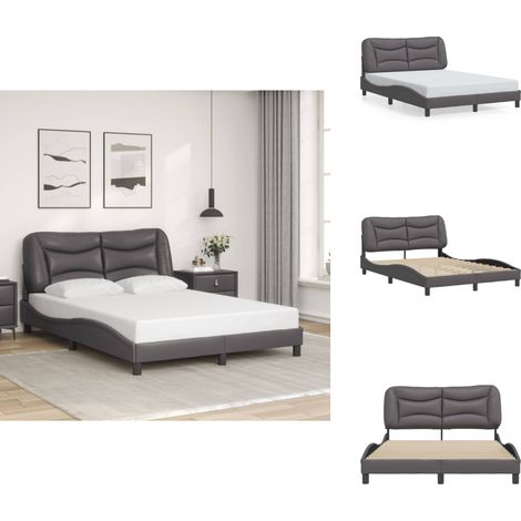 Cadre de lit sans matelas gris 120x200 cm similicuir - Lit Plateforme - Lit Double - Cadre De Lit - Literie - Meuble Chambre (1/5)