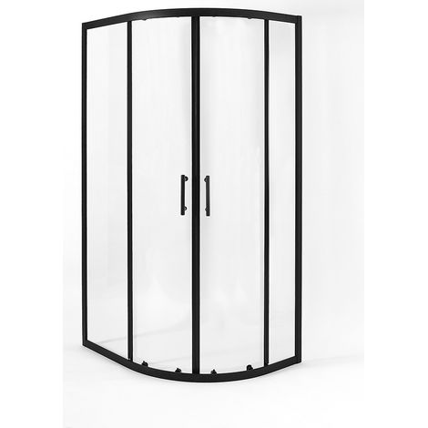 Milano Nero Black Right Hand Quadrant Shower Enclosure with White Tray and Fast Flow Waste - 1000mm x 800mm (1/5)