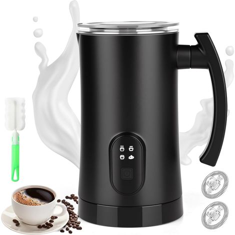 Mousseur à lait électrique 400 W, 350 ml, en acier inoxydable, facile à nettoyer, 4 modes, pour cappuccino, latte, macchiato et chocolat chaud, pour bureau, maison, cadeau (1/5)