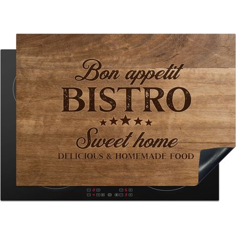 PROTECTION PLAQUE INDUCTION Citation - Bistro - Bon appétit - Sweet home - Texture du bois Cuisine Accessoire 75x52 cm