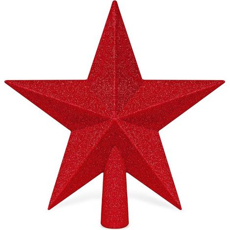 Puntale per albero di Natale a forma di stella, 20 cm (8 pollici), ornamento rosso per puntale dell'albero di Natale, stella di Natale 3D scintillante di Betlemme, impermeabile. (1/5)