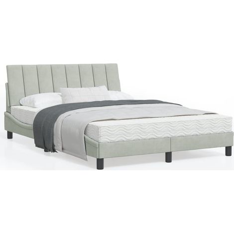 Bett mit Matratze Hellgrau 120x200 cm Samt vidaXL708848 (1/5)
