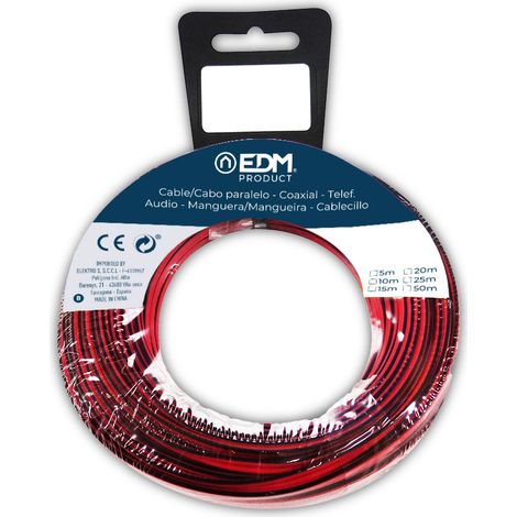 Bobine Câble Parallel 2x1,5mm Noir/rouge 5m (audio)