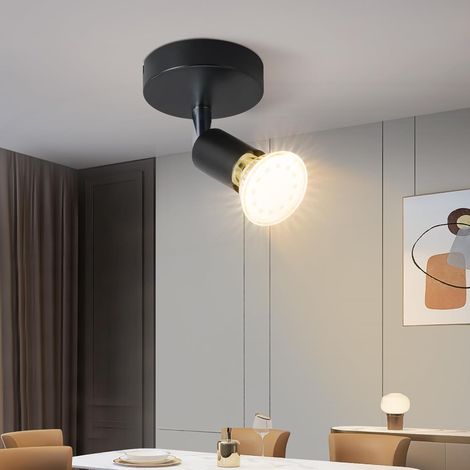 Plafonnier, spot orientable 1LED avec ampoule, plafonnier moderne, plafonnier rotatif à 330°, plafonnier en acier inoxydable, lumière chaude (1/5)
