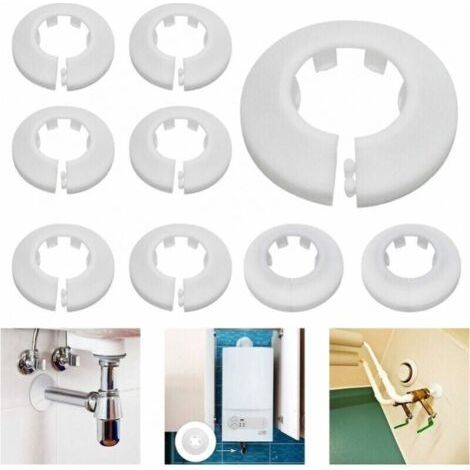 Rosace Radiateur Cache Tuyau pour Radiateur Chauffage Plomberie Couvercle de Trou Mural Sol 16 mm / 20 mm / 25 mm 24Pcs (Blanc) (1/5)