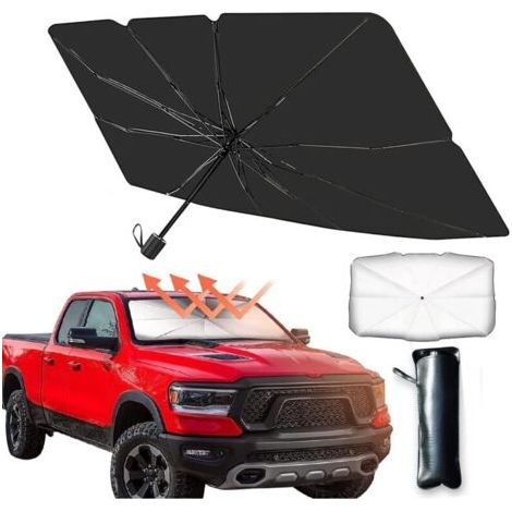 Parasol y paraguas aislante térmico para el parabrisas delantero del coche, plegable, con protección UV y contra el calor, apto para la mayoría de camiones, SUV y monovolúmenes.