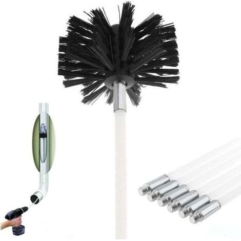 Kit Brosse de Cheminée, Outil Nettoyage pour Cheminées Brosse Kit de Ramonage Ccontient 6 (41cm Tiges Flexibles et 1 (100mm) Tête de kit de ramonage du Poêle à Granulés pour Poêle à Pellet (1/5)