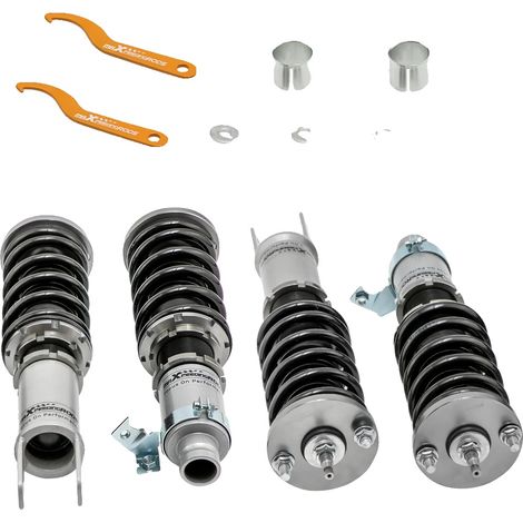 Ammortizzatori coilover, compatibili con veicoli compatti, smorzamento regolabile su 24 livelli, escursione di riduzione dell'altezza da 1 a 3 pollici, rigidità molla anteriore 8 kg/mm, rigidità molla (1/5)