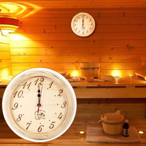 Wooden Wall Clock for Sauna, 23 cm Diameter, for Home Office Sauna Use Accessories (9.1 x 2.4 Inches) (1/5)