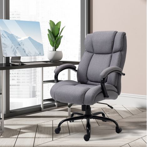 CHICFURN Sedia da ufficio ergonomica 72,5x83x118 cm in tessuto grigio chiaro, reclinabile 220 kg (1/5)